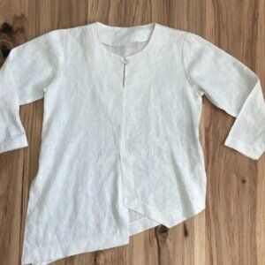 Heydari Linen Asymmetrical Linen Tunic Blouse Women Size small